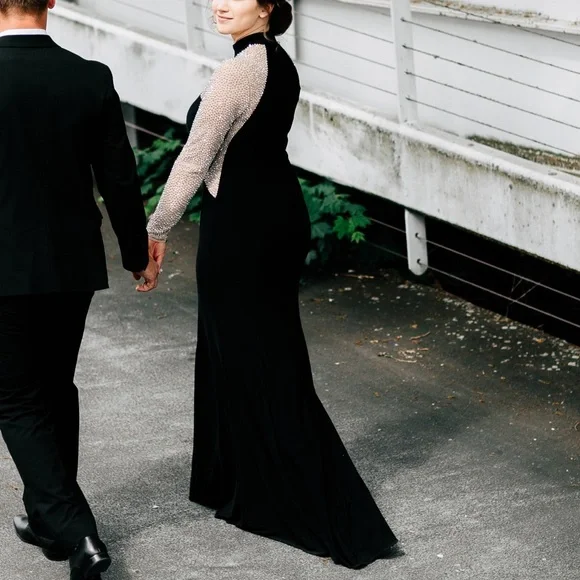 Dresses | Xscape Maxi Beaded Sleeves Occasion Dress | Poshmark